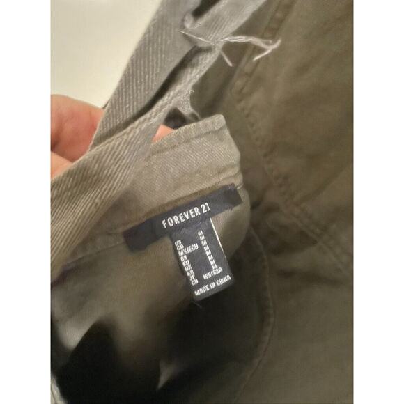 Forever 21 Skirtall Women's Medium Denim Mini Overalls Army Green 90s - Picture 7 of 8